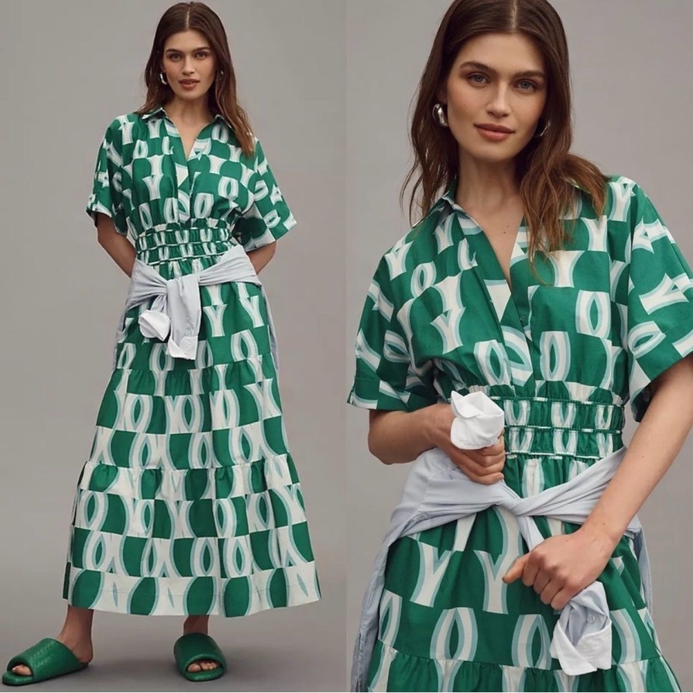 Anthropologie The Somerset Maxi Dress: Shirt Dress Edition in Green size M - Picture 2 of 14
